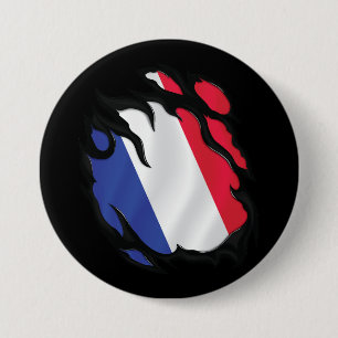 Badge Rond 7,6 Cm Drapeau déchiré France