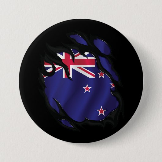 Badge Rond 7,6 Cm Drapeau déchiré néo-zélandais (Devant)