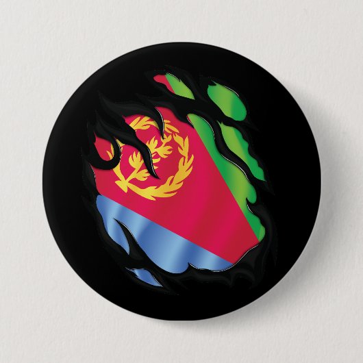 Badge Rond 7,6 Cm Drapeau déchiré par l'Érythrée (Devant)