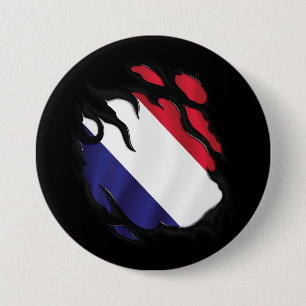 Badge Rond 7,6 Cm Drapeau déchiré Pays-Bas