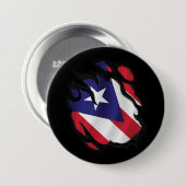 Badge Rond 7,6 Cm Drapeau déchiré Porto Rico (Devant & derrière)