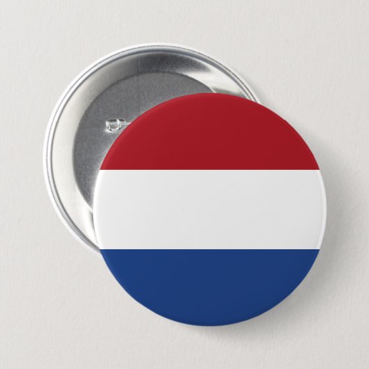 Badge Rond 7,6 Cm Drapeau des Pays-Bas (Devant & derrière)