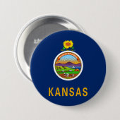 Badge Rond 7,6 Cm Drapeau d'État du Kansas (Devant & derrière)