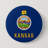 Badge Rond 7,6 Cm Drapeau d'État du Kansas (Devant)