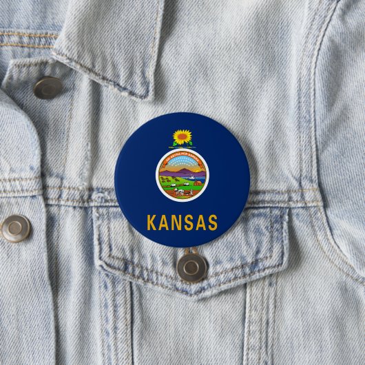 Badge Rond 7,6 Cm Drapeau d'État du Kansas (En situation)
