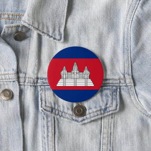 Badge Rond 7,6 Cm drapeau du Cambodge (En situation)