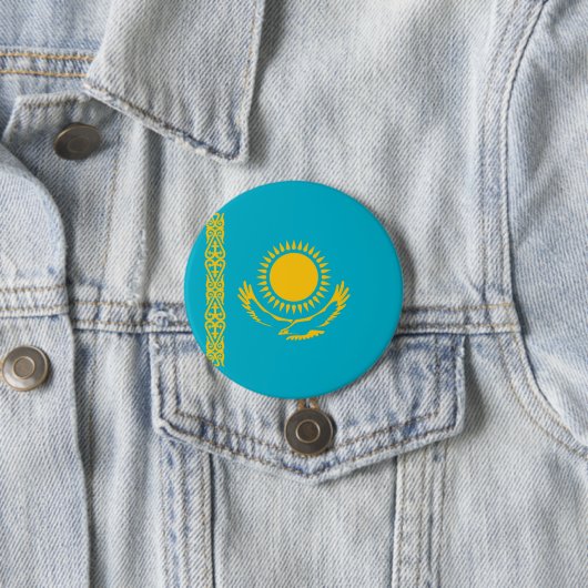 Badge Rond 7,6 Cm Drapeau du Kazakhstan (En situation)