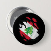 Badge Rond 7,6 Cm Drapeau du Liban déchiré (Devant & derrière)