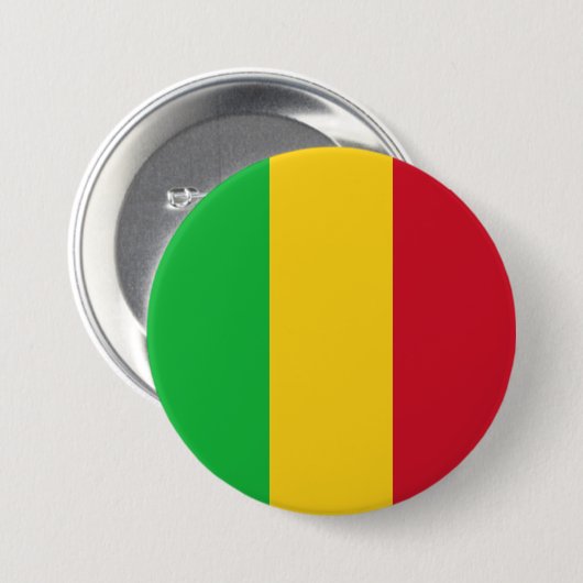 Badge Rond 7,6 Cm Drapeau du Mali (Devant & derrière)