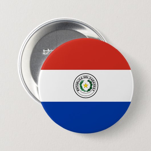 Badge Rond 7,6 Cm drapeau du Paraguay (Devant & derrière)