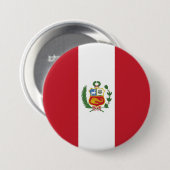 Badge Rond 7,6 Cm Drapeau du Pérou (Devant & derrière)