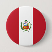 Badge Rond 7,6 Cm Drapeau du Pérou (Devant)
