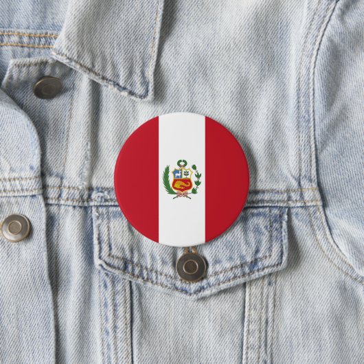 Badge Rond 7,6 Cm Drapeau du Pérou (En situation)