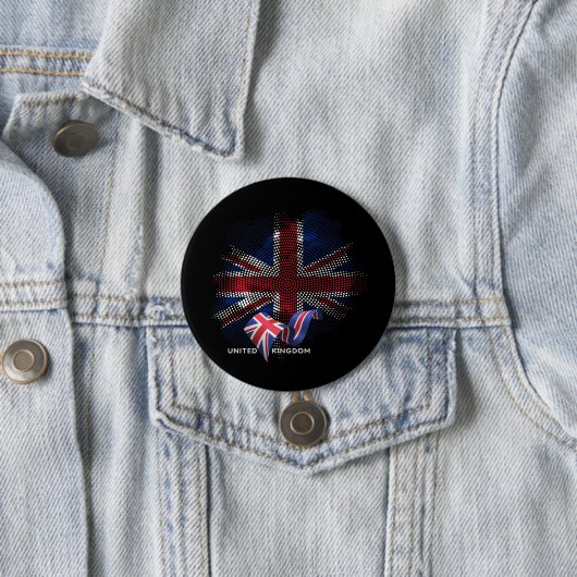 Badge Rond 7,6 Cm Drapeau du Royaume-Uni (En situation)