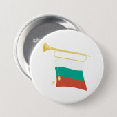 Badge Rond 7,6 Cm Drapeau Et Bugle bulgare (Devant & derrière)