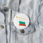 Badge Rond 7,6 Cm Drapeau Et Bugle bulgare (En situation)
