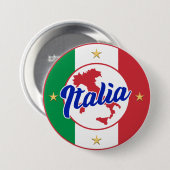 Badge Rond 7,6 Cm Drapeau et carte Italia (Devant & derrière)