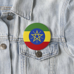 Badge Rond 7,6 Cm Drapeau éthiopien