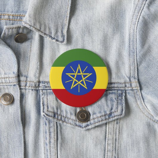 Badge Rond 7,6 Cm Drapeau éthiopien (En situation)