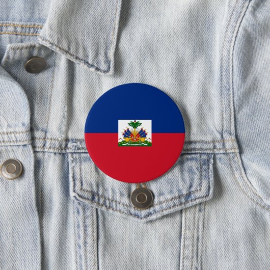 Badge Rond 7,6 Cm Drapeau Haïti (En situation)