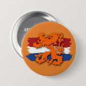Badge Rond 7,6 Cm Drapeau hollandais Orange Lion Team Hollande (Devant & derrière)