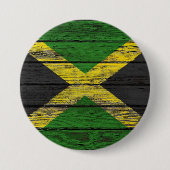 Badge Rond 7,6 Cm Drapeau jamaïcain avec l'effet en bois (Devant)