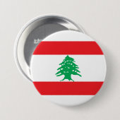 Badge Rond 7,6 Cm Drapeau Libanais (Drapeau du Liban) (Devant & derrière)