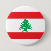 Badge Rond 7,6 Cm Drapeau Libanais (Drapeau du Liban) (Devant)