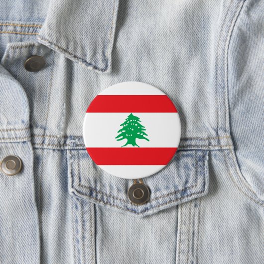 Badge Rond 7,6 Cm Drapeau Libanais (Drapeau du Liban) (En situation)