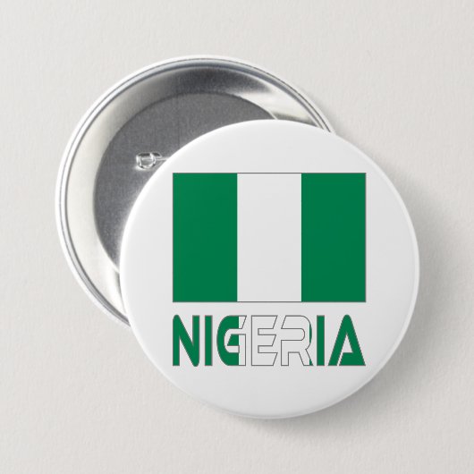 Badge Rond 7,6 Cm Drapeau nigérian et Nigeria (Devant & derrière)