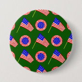 Badge Rond 7,6 Cm Drapeau patriotique américain Motif sur vert (Devant)