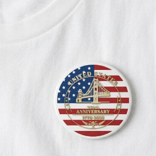 Badge Rond 7,6 Cm Drapeau patriotique de la Porte d'Or pour le 250e 