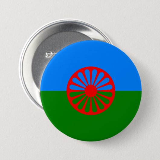 Badge Rond 7,6 Cm Drapeau romani (Devant & derrière)