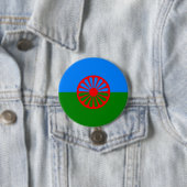 Badge Rond 7,6 Cm Drapeau romani (En situation)