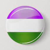 Badge Rond 7,6 Cm Drapeau rond brillant de Genderqueer (Devant)
