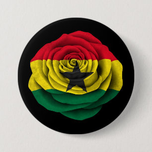 Badge Rond 7,6 Cm Drapeau rose du Ghana sur le noir