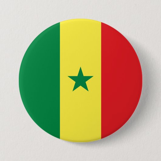 Badge Rond 7,6 Cm Drapeau sénégalais (Devant)