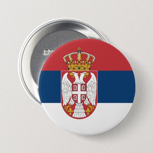 Badge Rond 7,6 Cm Drapeau Serbie (Devant & derrière)