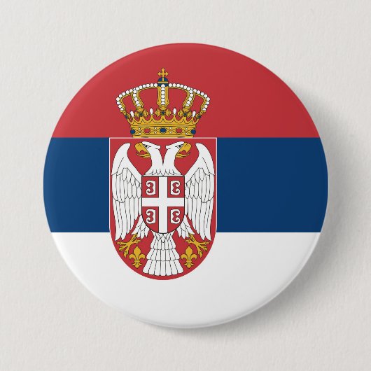 Badge Rond 7,6 Cm Drapeau Serbie (Devant)