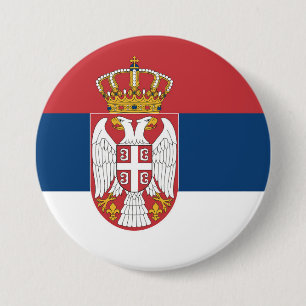 Badge Rond 7,6 Cm Drapeau Serbie