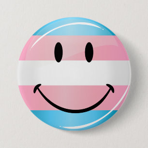 Badge Rond 7,6 Cm Drapeau souriant transgenre