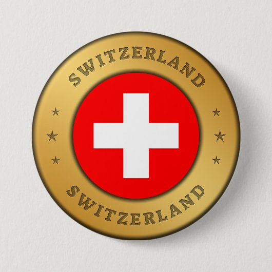 Badge Rond 7,6 Cm Drapeau Suisse (Devant)