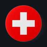 Badge Rond 7,6 Cm Drapeau Suisse<br><div class="desc">Drapeau Suisse</div>