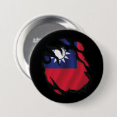 Badge Rond 7,6 Cm Drapeau Taïwan déchiré (Devant & derrière)