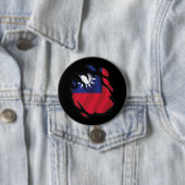 Badge Rond 7,6 Cm Drapeau Taïwan déchiré (En situation)