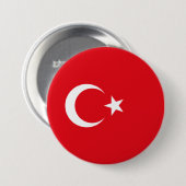 Badge Rond 7,6 Cm Drapeau turc (Turquie) (Devant & derrière)