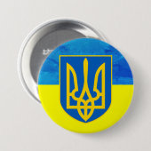 Badge Rond 7,6 Cm Drapeau ukrainien (Devant & derrière)