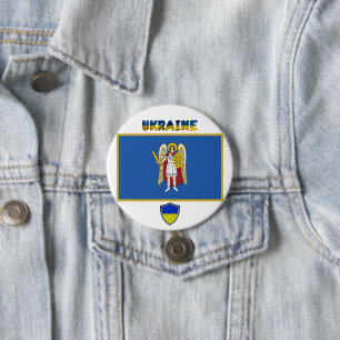 Badge Rond 7,6 Cm Drapeau ukrainien et ville de Kiev