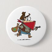 Badge Rond 7,6 Cm Drôle Cartoon Cowboy Bandit Robber (Devant)