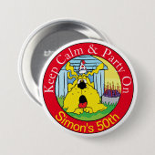 Badge Rond 7,6 Cm Drôle Chien HUH ! Fête d'anniversaire (Devant & derrière)